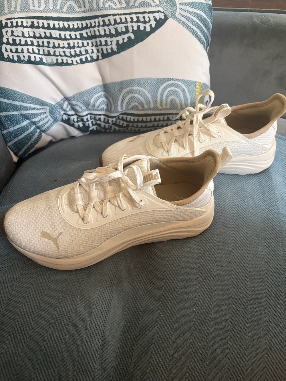 Puma Women's Cream/White Athletic Platform Sneakers